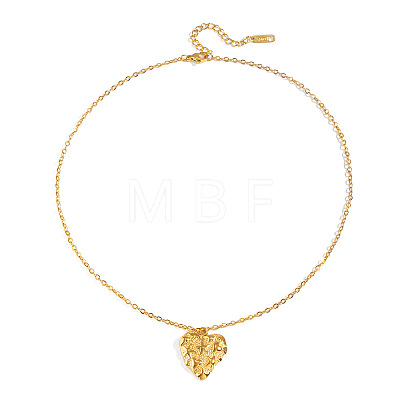 304 Stainless Steel Textured Love Heart Pendant Necklaces for Women ZO7901-2-1