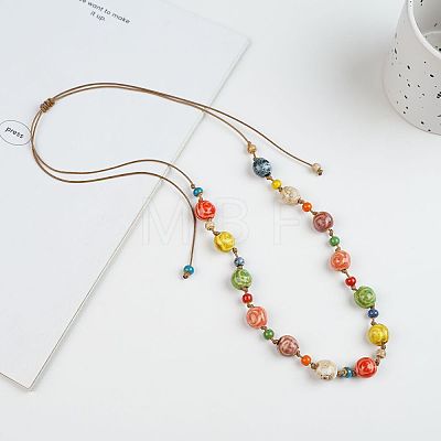 Adjustable Porcelain Colorful Beaded Necklaces WG2602A-01-1