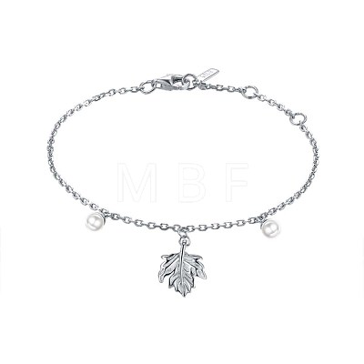 Autumn Theme 925 Sterling Silver Charm Bracelet BJEW-BB35934-1