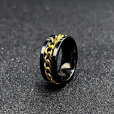 304 Stainless Steel Rotatable Chain Finger Rings for Men FS-WG60CA3-55-1
