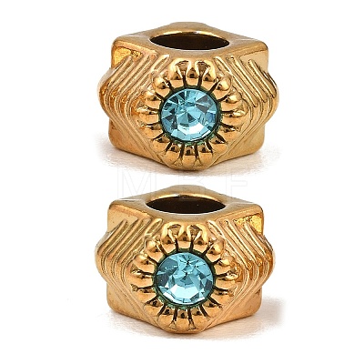 304 Stainless Steel Rhinestone European Beads RB-CBA72D5-04G-01-1