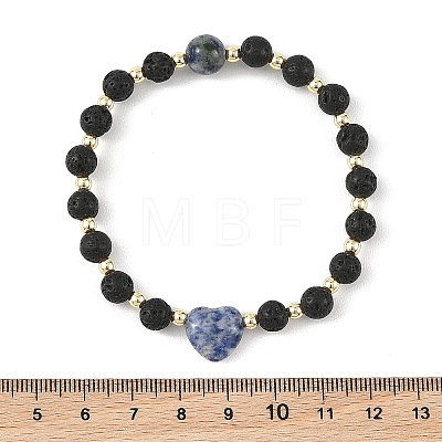 Natural Mixed Gemstone & Non-magnetic Synthetic Hematite Beaded Stretch Bracelets BJEW-JB14008-1