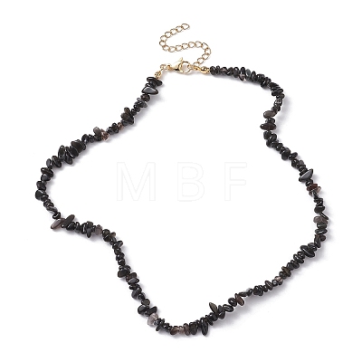 Natural Obsidian Chip Beaded Necklace NJEW-JN04616-12-1