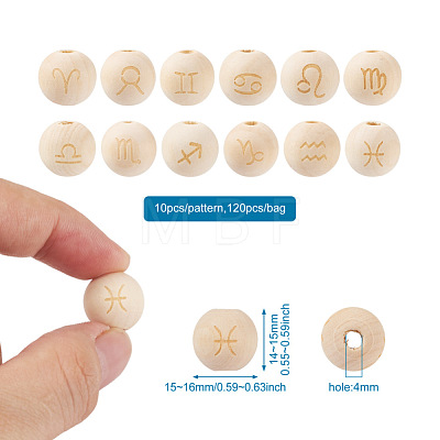Craftdady 120Pcs 12 Styles Unfinished Natural Wood European Beads WOOD-CD0001-09-1