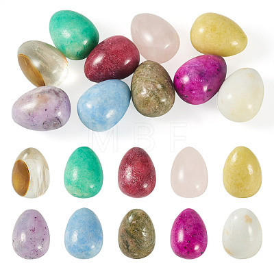 10Pcs Natural & Synthetic Gemstone Egg Display Decorations G-TA0003-43-1