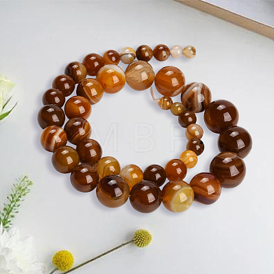 1 Strand  Natural Banded Agate Graduated Beads Strands G-PA0002-04C-1