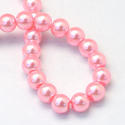 Baking Painted Pearlized Glass Pearl Round Bead Strands HY-Q330-8mm-53-1
