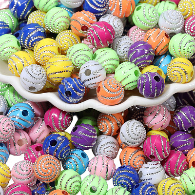 400Pcs Plating Acrylic Beads PACR-PA0001-25-1