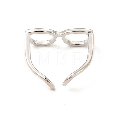Brass Glasses Frame Open Cuff Ring for Women RJEW-F140-140P-1