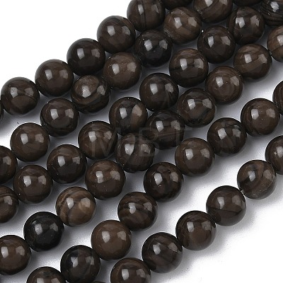 Natural Wood Lace Stone Wooden Jasper Beads Strands G-K365-F03-6mm-1