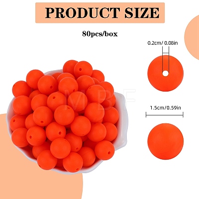 80Pcs Round Silicone Focal Beads SIL-SZ0001-24-06-1