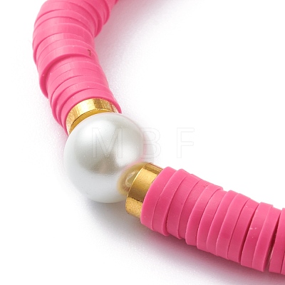 Handmade Polymer Clay Heishi Beads Stretch Bracelets BJEW-JB05759-03-1