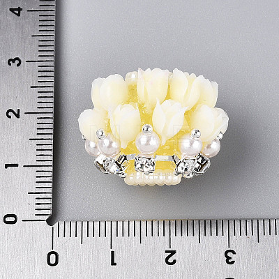 Acrylic with Resin Iron Rhinestone ABS Imitation Pearl Beads OACR-T031-04F-1