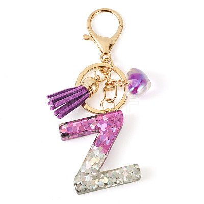 Alloy Resin Heart Keychains KEYC-TADJ0002-01G-Z-1