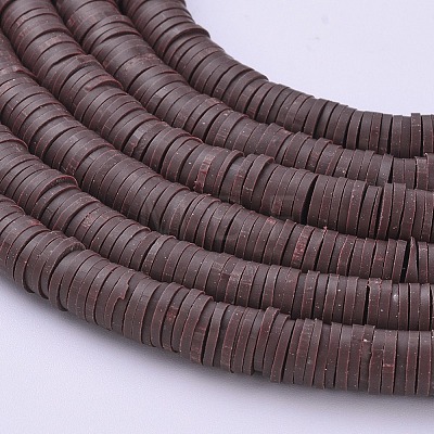 Flat Round Handmade Polymer Clay Beads CLAY-R067-6.0mm-38-1
