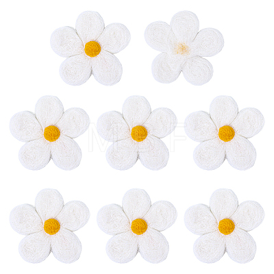 8Pcs Daisy Flower Wool Felt Fabric Costume Accessories AJEW-PH0008-82A-1