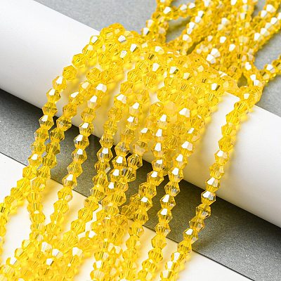 Transparent Electroplate Glass Beads Strands GLAA-F029-4mm-C22-1