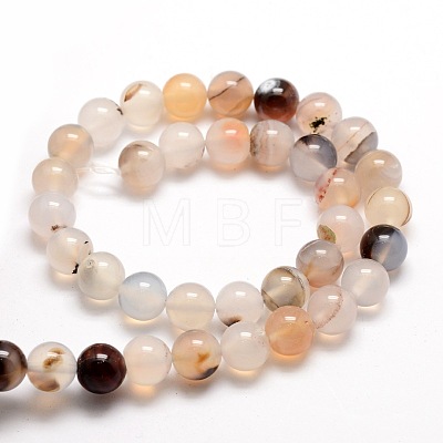Natural Agate Round Beads Strands G-E321C-8mm-01-1