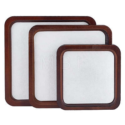 3Pcs 3 Styles Square Wooden Organizer Display Jewelry Plates ODIS-MA0001-02-1