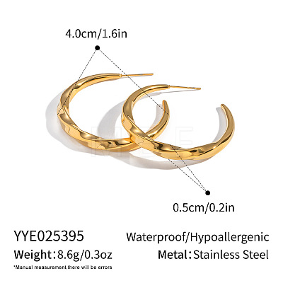 Twist C-Shaped 304 Stainless Steel Stud Earrings MM1778-1