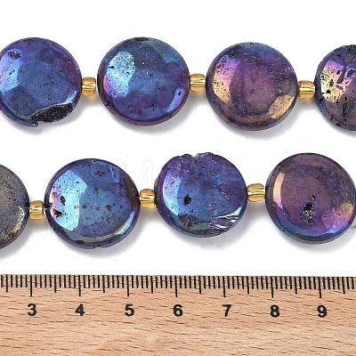 Electroplated Natural Druzy Geode Crystal Beads Strands G-G459-04G-1