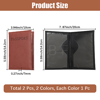 2Pcs 2 Colors PU Leather Passport Cover OFST-CL0001-10C-1