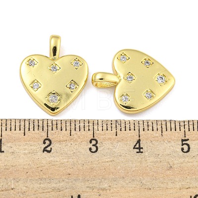 Heart Rack Plating Brass Micro Pave Clear Cubic Zirconia Pendants KK-Z053-02G-1