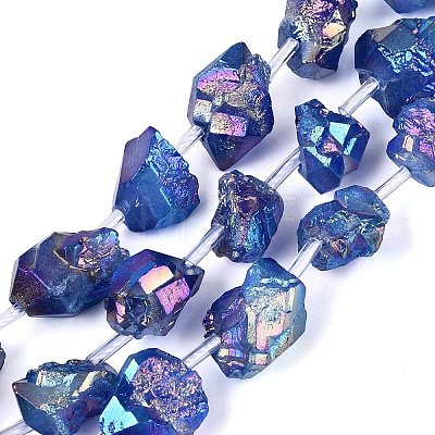 Dyed Electroplate Raw Rough Natural Amethyst Beads Strands G-Q610-05A-1