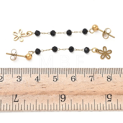 304 Stainless Steel Glass Tassel Stud Earrings EJEW-G453-05G-01-1