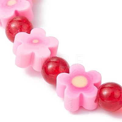 Handmade Flower Polymer Clay Stretch Bracelets BJEW-JB09825-02-1