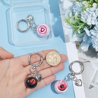 3Pcs 3 Colors Eye Alloy Resin Pendant Keychains KEYC-PH0002-38-1