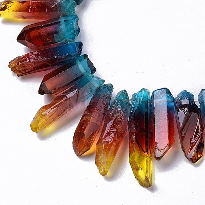 Natural Quartz Crystal Dyed Beads Strands G-I345-02E-1