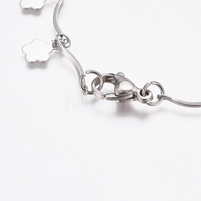 304 Stainless Steel Flower Charm Bracelets BJEW-G628-04P-1