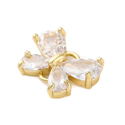 Brass Clear Cubic Zirconia Connector Charms/Links FIND-L019-07G-04-1