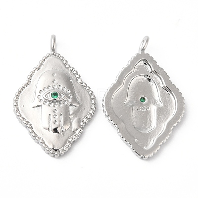 Rack Plating Brass Micro Pave Cubic Zirconia Pendants KK-R143-14P-1