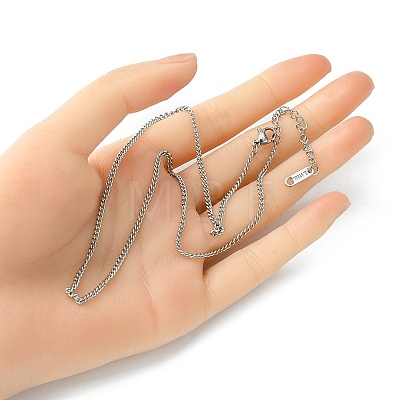 304 Stainless Steel Curb Chain Necklace for Men Women NJEW-YW0001-12-1