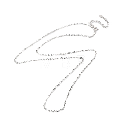 Anti-Tarnish Rhodium Plated 925 Sterling Silver Flat Cable Chain Necklace NJEW-A011-01A-P-1