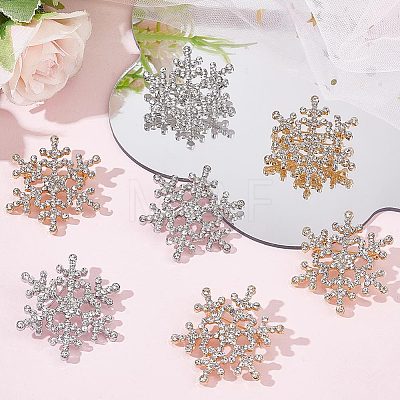 10Pcs 2 Colors Crystal Rhinestone Christmas Snowflake Brooch Pin JEWB-GF0001-29-1