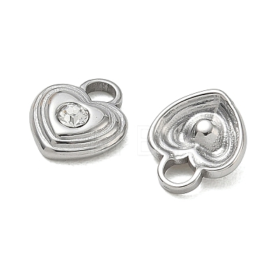 304 Stainless Steel Micro Pave Clear Cubic Zirconia Charms SA-CBA1CA2-08P-1
