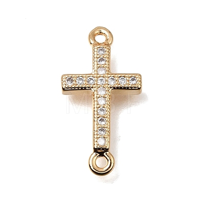 Brass Micro Pave Clear Cubic Zirconia Religion Cross Links Connector Charms CU-K001-01C-G-1