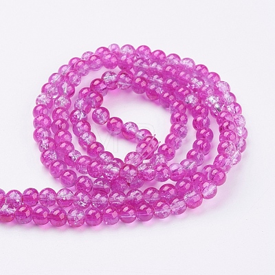 Spray Painted Crackle Glass Beads Strands CCG-Q002-6mm-09-1