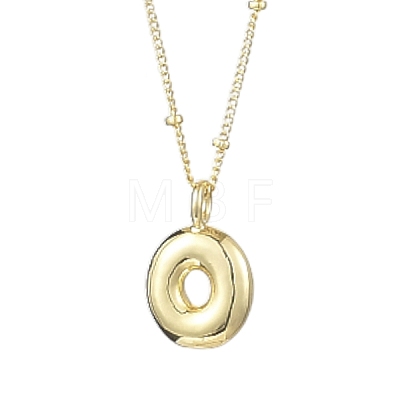 1Pc Initial Letter Brass Pendant Necklaces NJEW-YW0001-24O-1