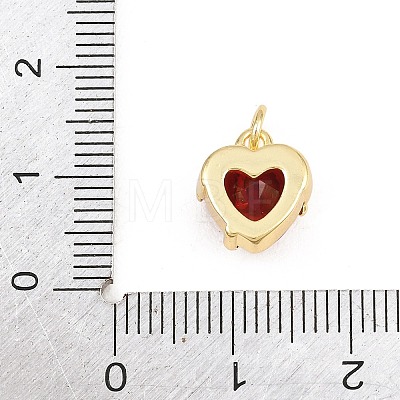 Valentine's Day Brass Micro Pave Red Cubic Zirconia Charms KK-E798-10A-G-1