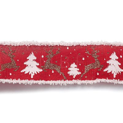 Christmas Theme Wired Linen Ribbon OCOR-G013-01B-1