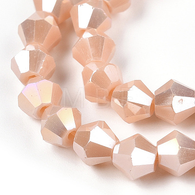 Opaque Solid Color Electroplate Glass Beads Strands EGLA-A039-P6mm-B06-1