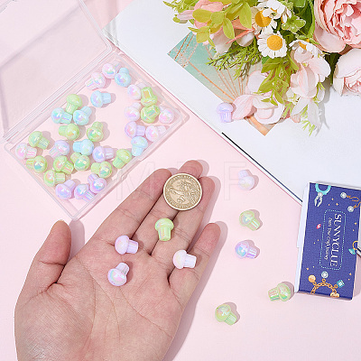 50Pcs UV Plating Rainbow Iridescent Opaque Acrylic Beads OACR-SC0003-06-1