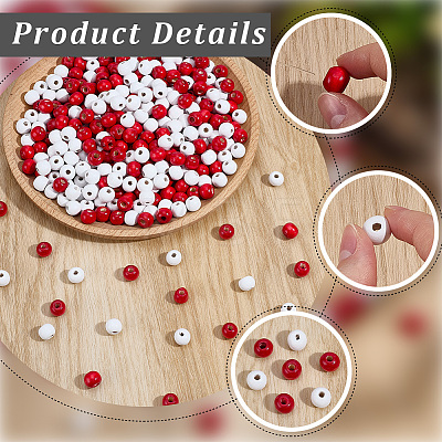600Pcs 2 Colors Dyed Natural Wood Beads WOOD-SC0002-37A-1
