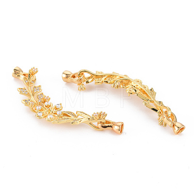Brass Micro Pave Clear Cubic Zirconia Peg Bails Fold Over Clasps KK-S354-311-NF-1