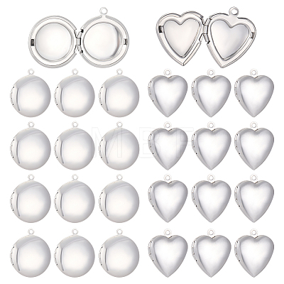24Pcs 2 Styles 316 Stainless Steel & 304 Stainless Steel Blank Stamping Tag Locket Pendants STAS-ME0003-37-1