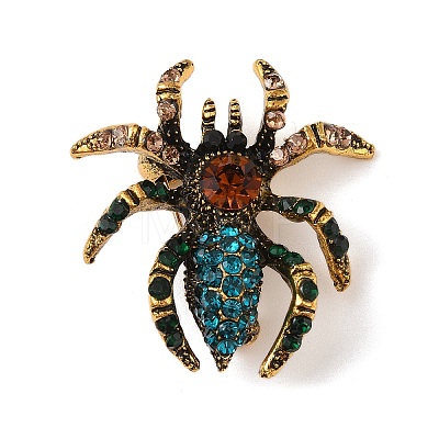 Holloween Spider Alloy Rhinestone Brooches JEWB-S023-02D-1